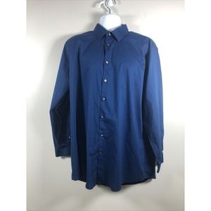 J. Ferrar Men's Button Down Shirt Size XL Long Sleeve Blue With White Dots